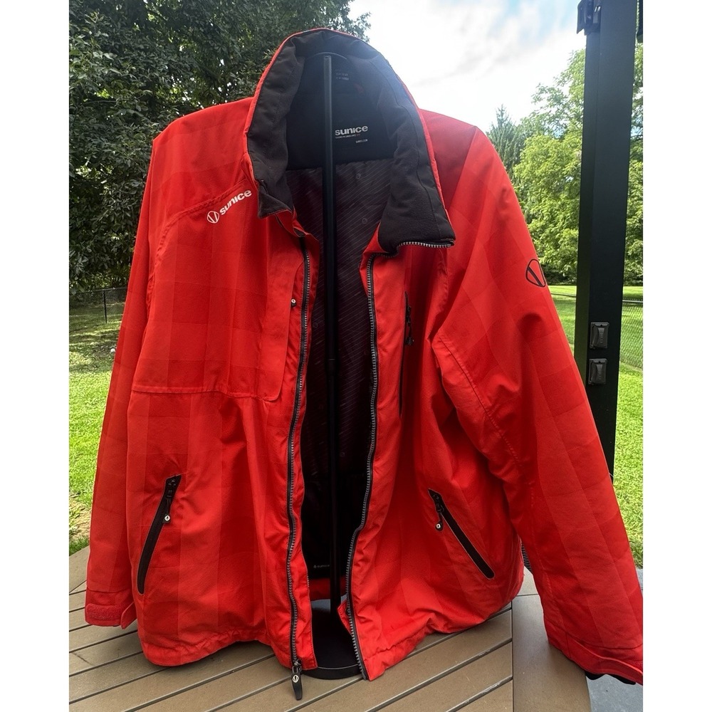 Sunice Men's Red Ski Snowboard Jacket Waterproof Winter Coat Full Zip, XL